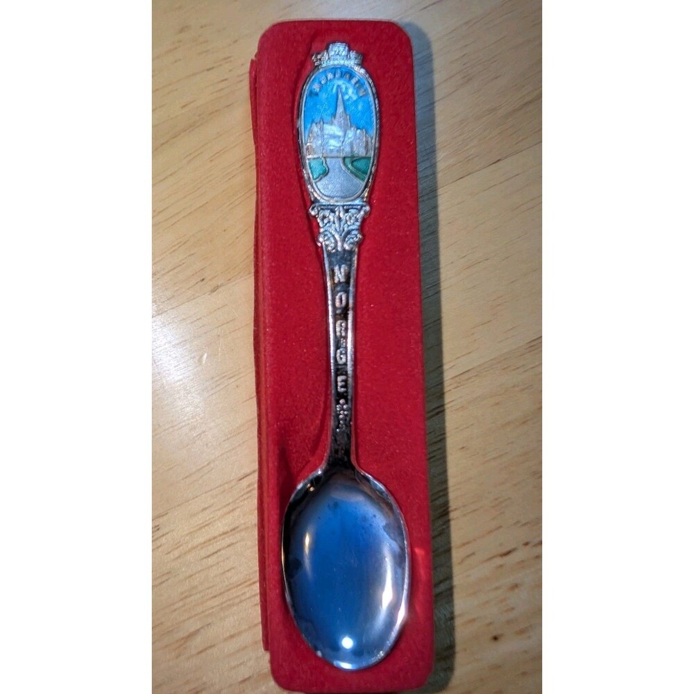 Vintage Collectable Norge  Souvineer Enamel Norheimsund Spoon
